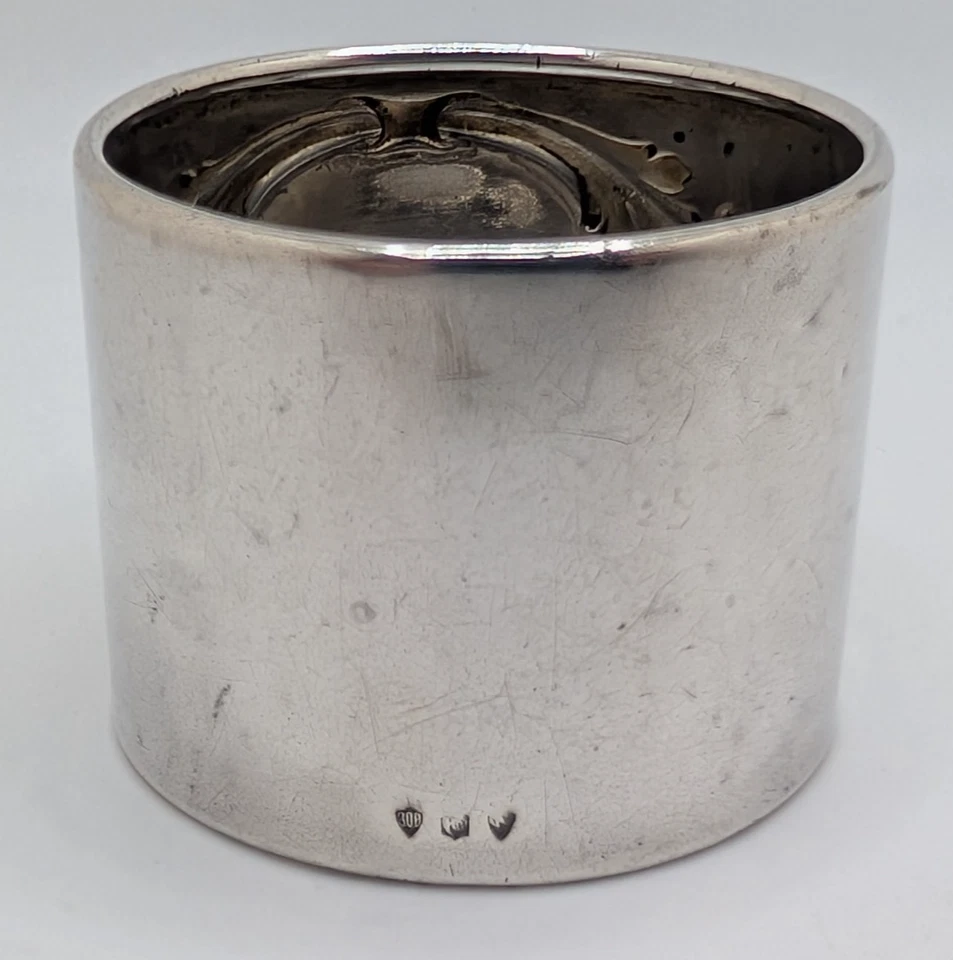 Anel de guardanapo alemão antigo 800 prata gravura inicial "HP", por volta de 1900 - Imagem 2 de 4