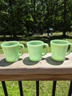 #13, #6, #12 Fire King Jadeite Green Coffee Mugs Set of 3 VTG Set w/ 'D' Handle