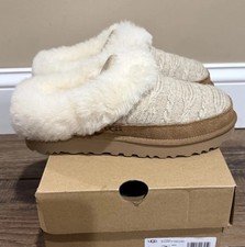 NIB Womens UGG Size 10 Cluggette Cabelle Knit Slipper Slide Cable NCHS Ivory