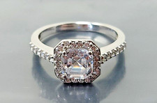 Vintage Sterling silver White Crystal Wedding band Ring size 8