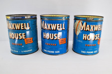 Vintage Lot of 3 Maxwell House Coffee Cans 2 pound
