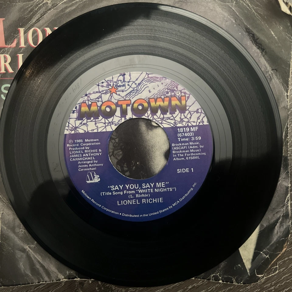 LIONEL RICHIE SAY YOU, SAY ME & CAN'T SLOW DOWN VINYL 45 MOTOWN VG 10-88 Foto 4 de 4