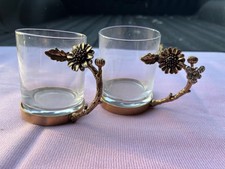 Decorative Glass Cups with Floral Handle
