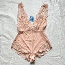 Intimately Free People lingerie bodysuit blush pink lace plunging v neck XS