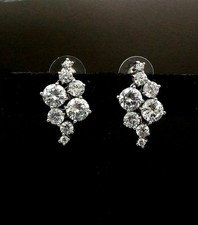 2Ct Round Cut Lab Created Diamond Cluster Stud Earrings 14K White Gold Finish