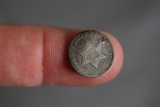 1851 3c Three Cent Silver - Filler Coin - Holed