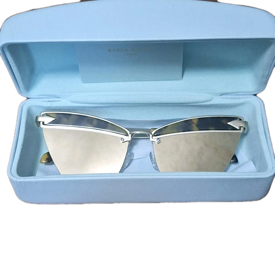 Auténticas gafas de sol Karen Walker Sadie Crazy Tortoise marco reflector con estuche  Foto 4 de 4