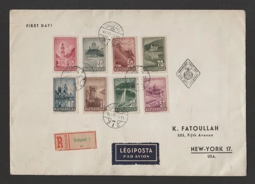 Hungary 1947 airmail issue FDC registered