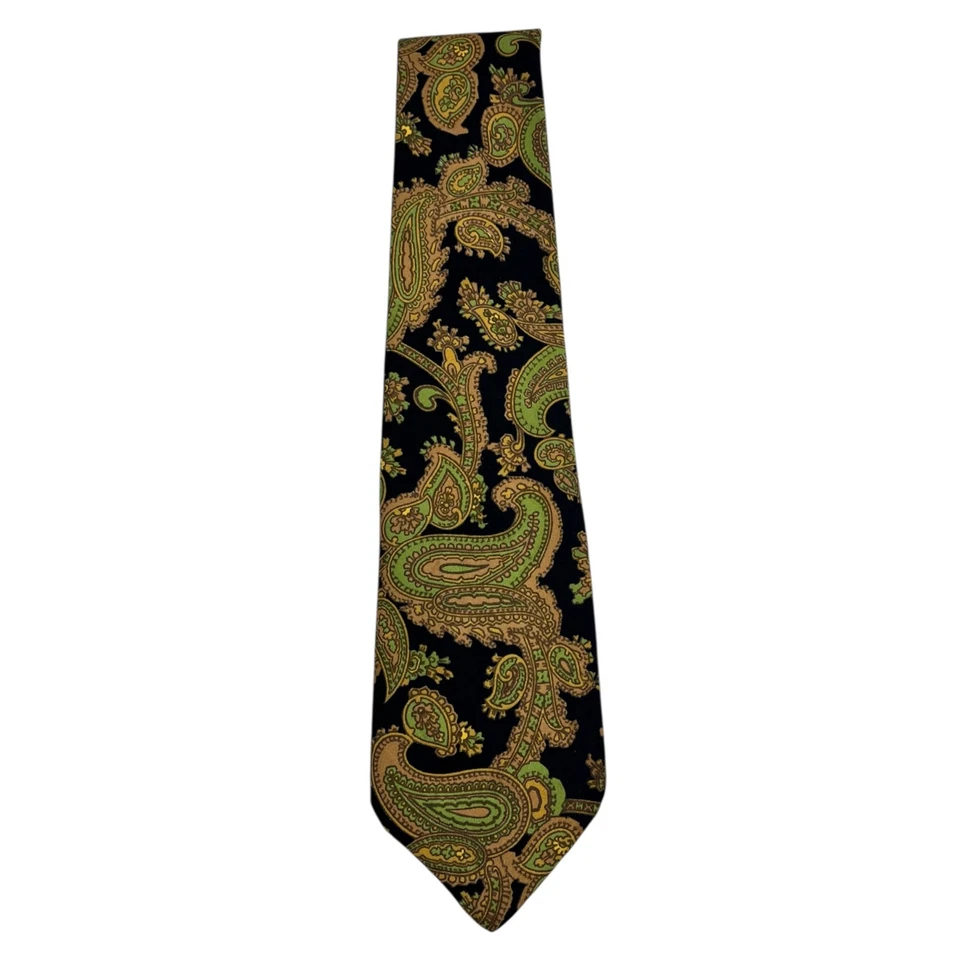 Cravate Vintage St Michael Années 60 Vert Paisley Mod 1960s Marks & Spencer - Photo 2/4