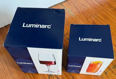 Luminarc Set of 4 Harmony Wine Glasses and Set of 4 Mode Drinking Glasses-New
