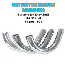 MOTORCYCLE EXHAUST DOWNPIPES FOR KAWASAKI S1A S1B S1C S1  KH250 1976  SET OF 3