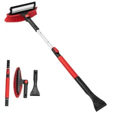 Car Snow Brush Ice Scraper Remover with Squeegee 39inch Long Handle Extendable 