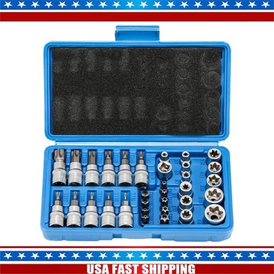 E-Socket E-torx 3/8 Drive 5/16''F Security Bits For Trucks CR-V 34x 34Set 34pcs