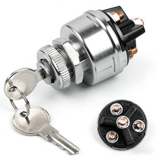 Ignition Switch with Key, 4 Position Universal Key Switch, Starter Switch 12V F
