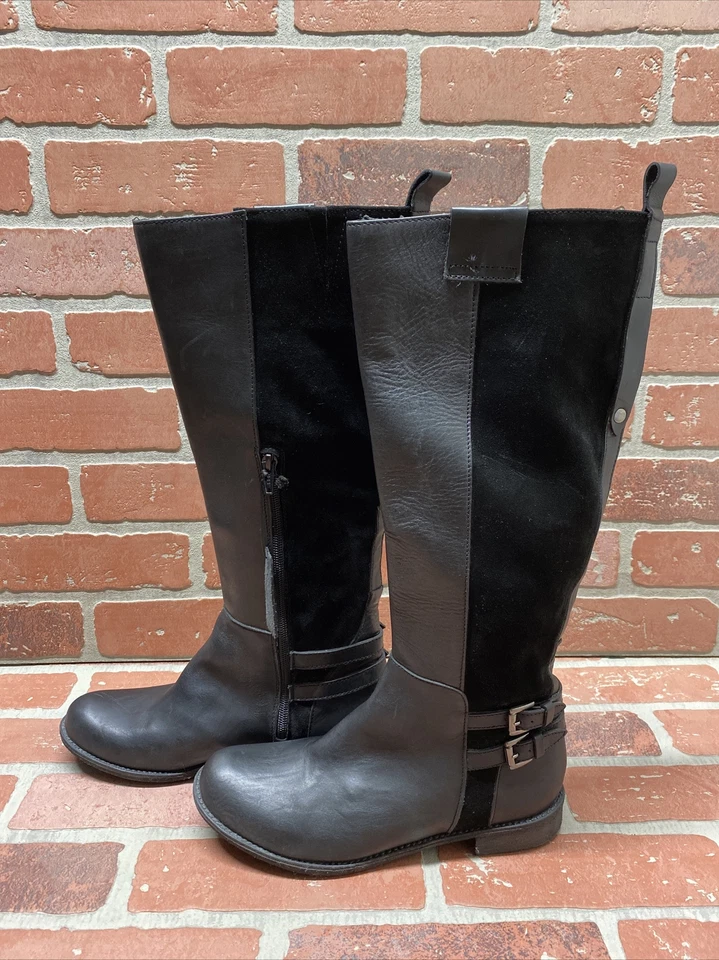 Botas CALL IT SPRING de cuero/gamuza negras con cremallera lateral a media pantorrilla para mujer talla 8,5 Foto 4 de 4