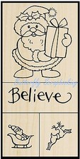 CHRISTMAS SANTA SET 4 Wood Mounted Rubber Stamp Set STAMPENDOUS SWS058 NEW