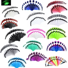 36Pcs Ear Gauge Stretching Kit O-Rings Acrylic Taper Plugs Body Piercing 14G-00G