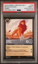 PSA 9 Disney Lorcana Simba Returned King Card 189/204 Signed Auto Nicholas Kole