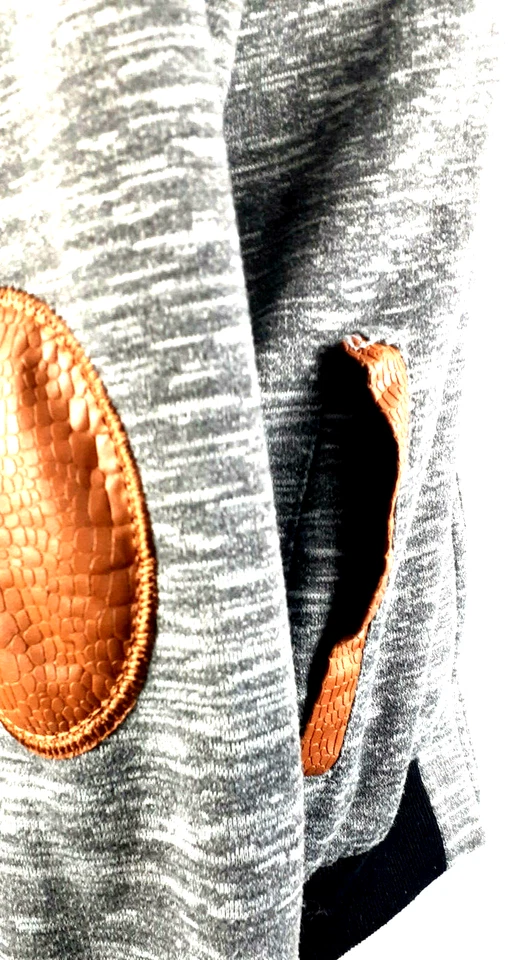 Lee Hanton Women's Hoodie Pocket Faux Leather Trim Size Large - Image 4 of 4