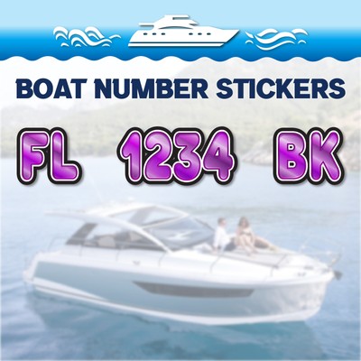 2pcs Custom Boat Registration Stickers 3 inch Watercraft Number 3D