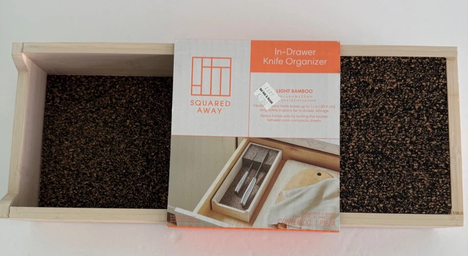 Organizador de cuchillos de bambú cuadrado en cajón cama baño y más allá gabinete NUEVO Foto 2 de 4