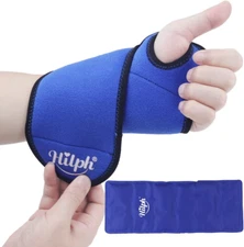 Wrist Ice Pack Wrap for Pain Relief, Reusable Wrist Brace with Gel Cold Pack for