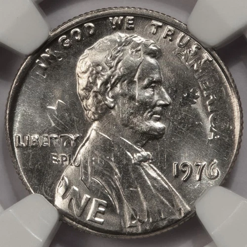 1976 NGC MS65 Cent Struck On Struck Dime Double Denomination 11 Cent Mint Error
