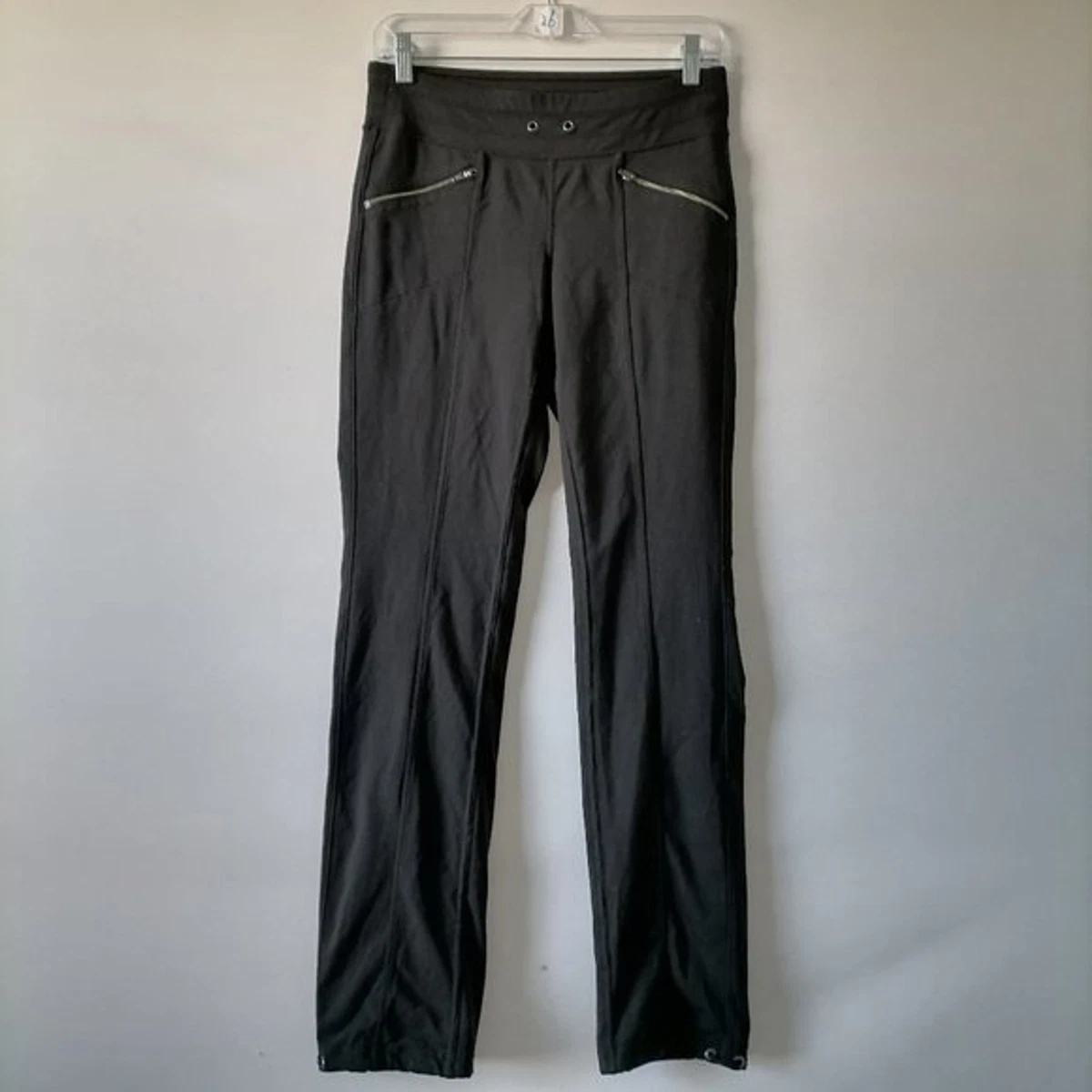 Athleta 54023 Womens Black Pants Size XS Draw String Hem Zipped Pockets