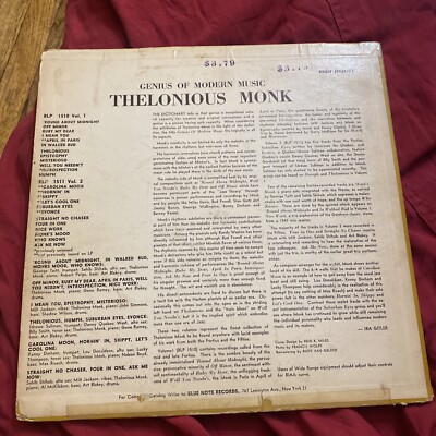 THELONIOUS MONK-GENIUS OF MODERN MUSIC VOLUME 1 blue note 1510 RVG