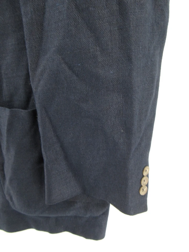 Abrigo Deportivo DE COLECCIÓN Eddie Bauer Hombres 44 Alto Azul AKA Blazer Lino Chaqueta Safari Foto 3 de 4