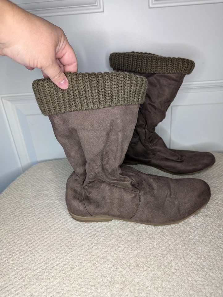 Bota Suéter Xhilaration Gamuza Crochet Mediana Marrón Para Mujer Talla 9 Foto 2 de 4