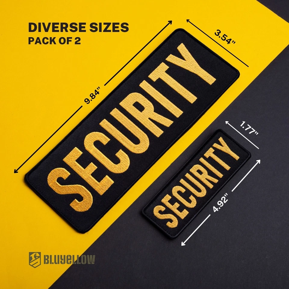 Patch de segurança bordado 2 peças para colete, jaqueta, gancho e laço, grande e pequeno - Imagem 2 de 4