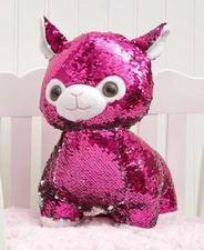 Sequin Plush Stuffed Animal Hot Pink Llama 12" Tall Great Gifts NEW