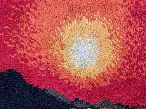 Vintage Handmade Mid Century 1960 Scandinvian Danish Rya Shaggy Rug 127 x 75 cm - Picture 6 of 9
