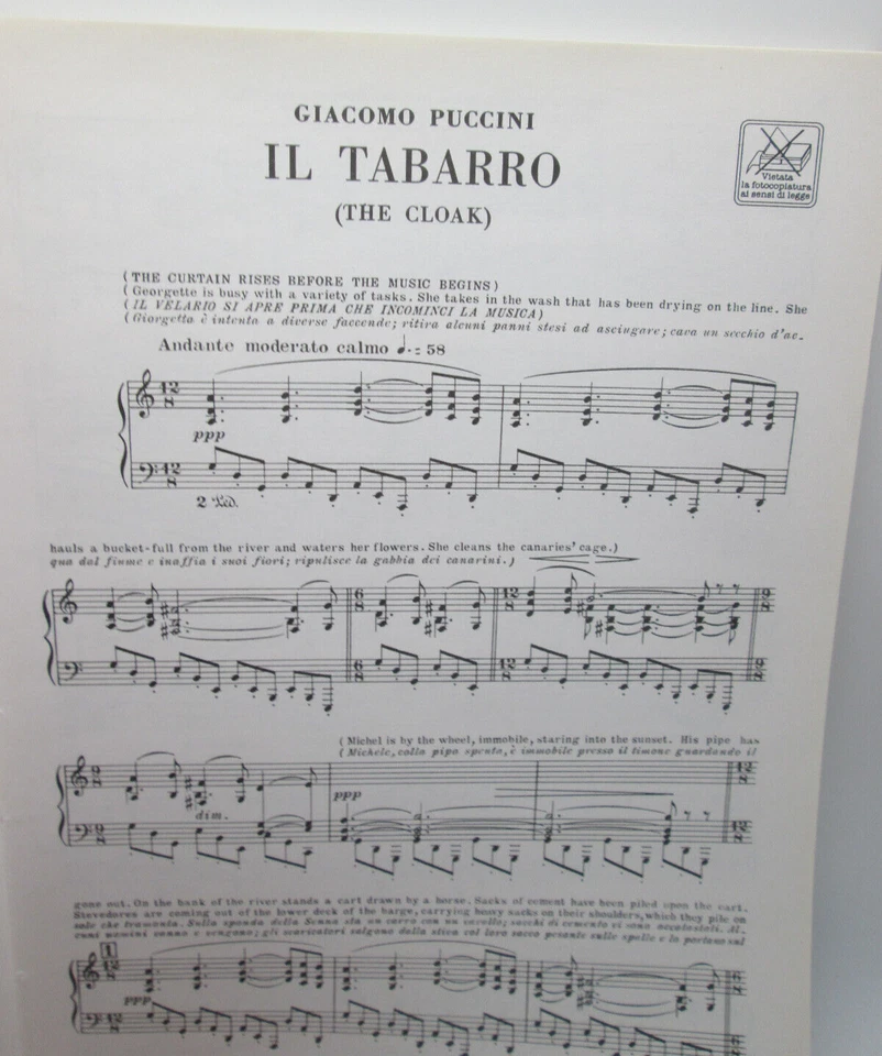Puccini Il Tabarro vocal score (Ricordi 129782) excellent condition - Image 4 of 4