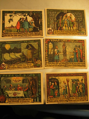 Emergency money vouchers 6 originals from 1917 city of Calbe a. Saale with local motifs