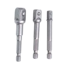 3pcs Socket Bit Adapter Hex Power Drill Driver Bar Wrench Set 1/4'' 3/8'' 1/2''