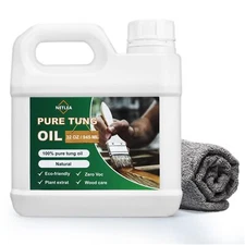 32OZ Tung Oil with a Soft Towel for Wood Finishing,Food Safety for Furniture