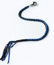  Genuine Leather Motorcycle Whip Get Back whip with Tassels 41" BLACK / BLUE