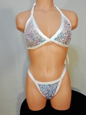Exotic dancer stripper small multicolor 2 piece bikini dance outfit - dancewear