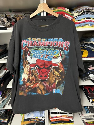 Vintage 90s chicago Bulls Jordan Rodman Pippen NBA Champions Rap T shirt sz XL
