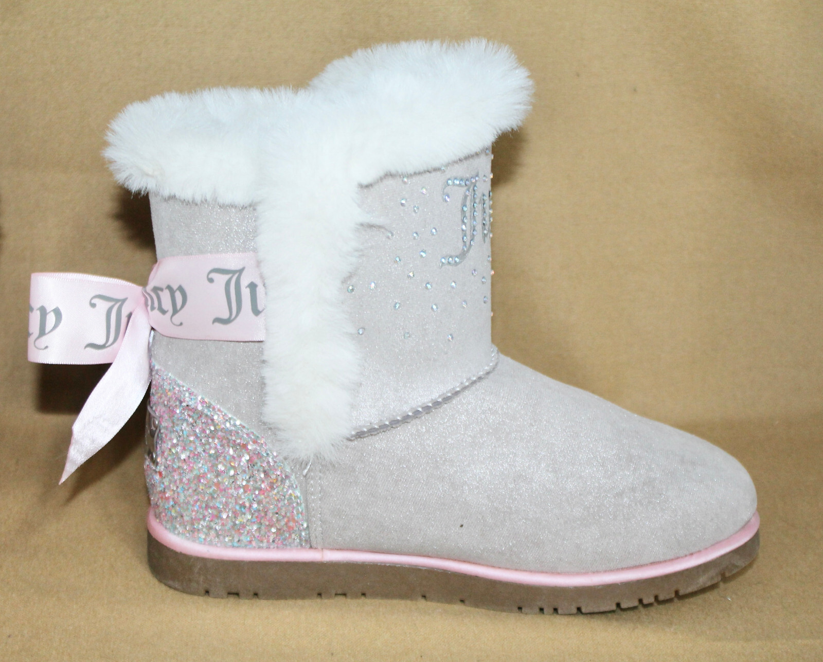 JUICY COUTURE Girl's Claremont Boot Size 4 Metallic Gray Multi Glitter WB2000 image 3