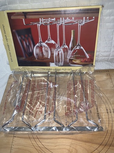Pier 1 Imports Chrome Under-Cabinet Stem Glass Rack NOB - Picture 2 of 6