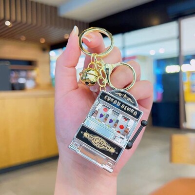 6 Pcs Mini Casino Slot Machine Keychains - Fun Pull Tab Game Pendants, Vegas Souvenir Gifts For Gambling Fans (Multi-Color)