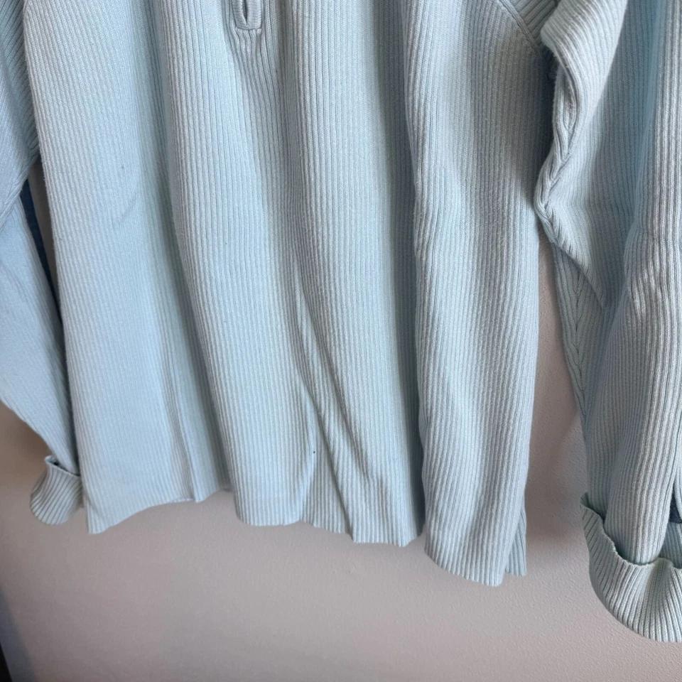 Daisy Fuentes Womens Blue Ribbed Knit Quarter Zip Sweater 1X Cuffed Hem - Image 4 of 4