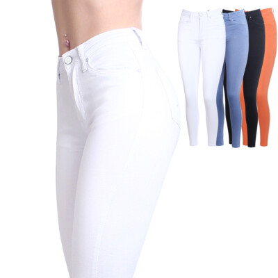 Damen Skinny Jeans Hose High Waist Push Up Slim Fit Stretch Röhrenhose Basic