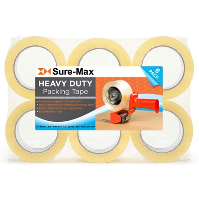 2'' Heavy-Duty 2.7mil Clear Shipping Packing Moving Tape 120 yards/360' ea