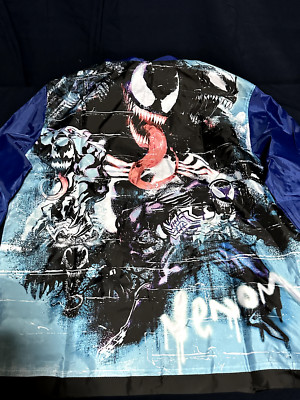 MARVEL VENOM WINDBREAKER ZIP JACKET BLUE BLACK SIZE MEDIUM | eBay
