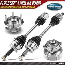 4x Front Side CV Axle Shaft + Wheel Hub & Bearing for Hyundai Veracruz 07-12 AWD