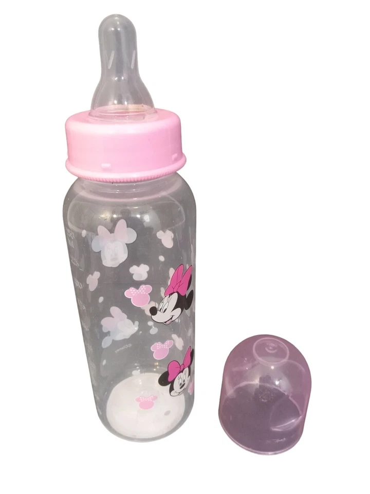 Disney Minnie Mouse Biberón Niñas Rosa 9 OZ Flujo Medio Silicona Pezón Tapa Foto 3 de 4
